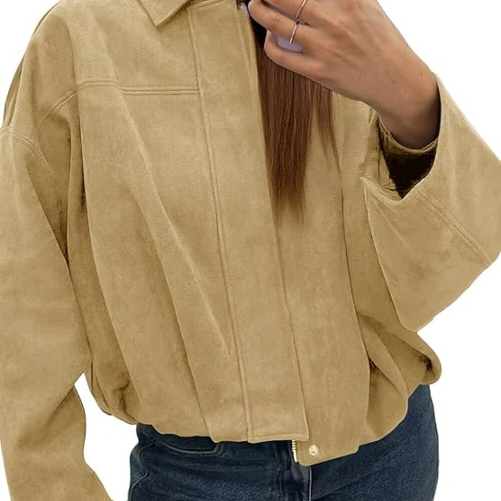 SOLD Cicy Bell Amazon Bubble Hem Jacket Khaki Size Medium Zara Lookalike Viral